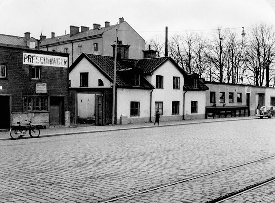 Helmers plåtslageri på Packhusgatan (1950).