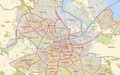 Stadsdelar, tätorter och landsbygdsområden