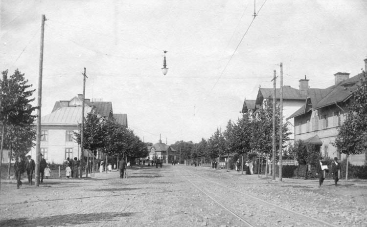 Odensgatan ner mot Vägträffen. Okänd fotograf. Ur fotosamlingen Gamle Swartzens minnen, Norrköpings stadsarkiv