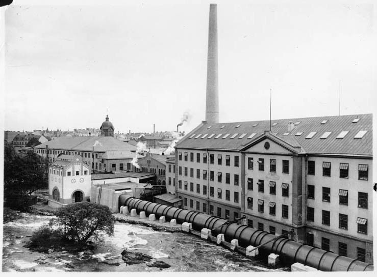 Bomullsspinneriet på Kvarnholmen 1915. Foto: Gustaf Lidberg. Ur Norrköpings stadsarkivs samlingar