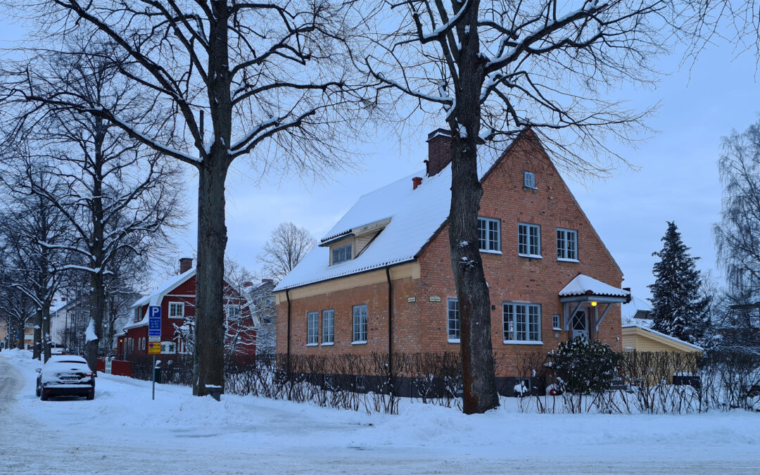 Villor i kvarteret Falken i korsningen Lokegatan-Ljunggatan år 2021. Foto: Peter Kristensson/Klingsbergs Förlag