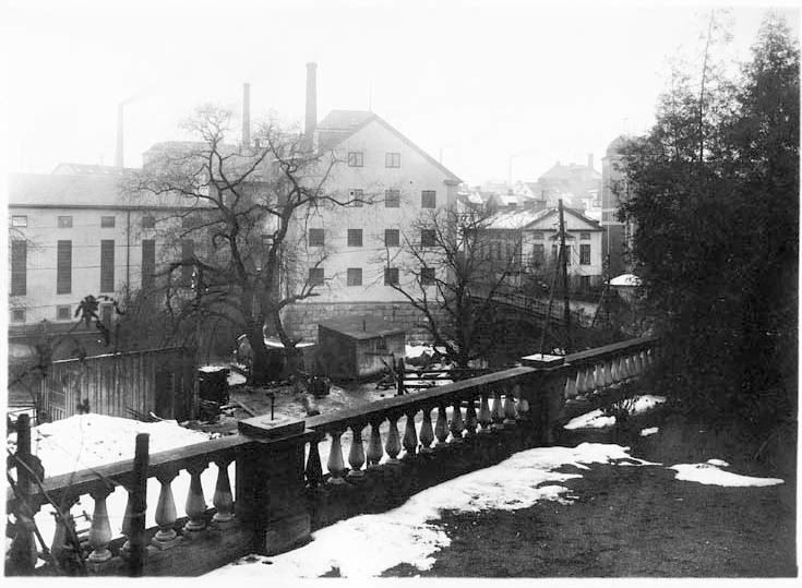 Kraftstationen Bergsbron-Havet i kvarteret Gamlabron 1918. Foto: Gustaf Lidberg. Ur Norrköpings stadsarkivs samlingar