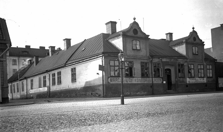 Marcusska fideikommisset i kvarteret Elden 1913. Foto: Wilhelm Wiberg. Ur Norrköpings stadsmuseums samlingar