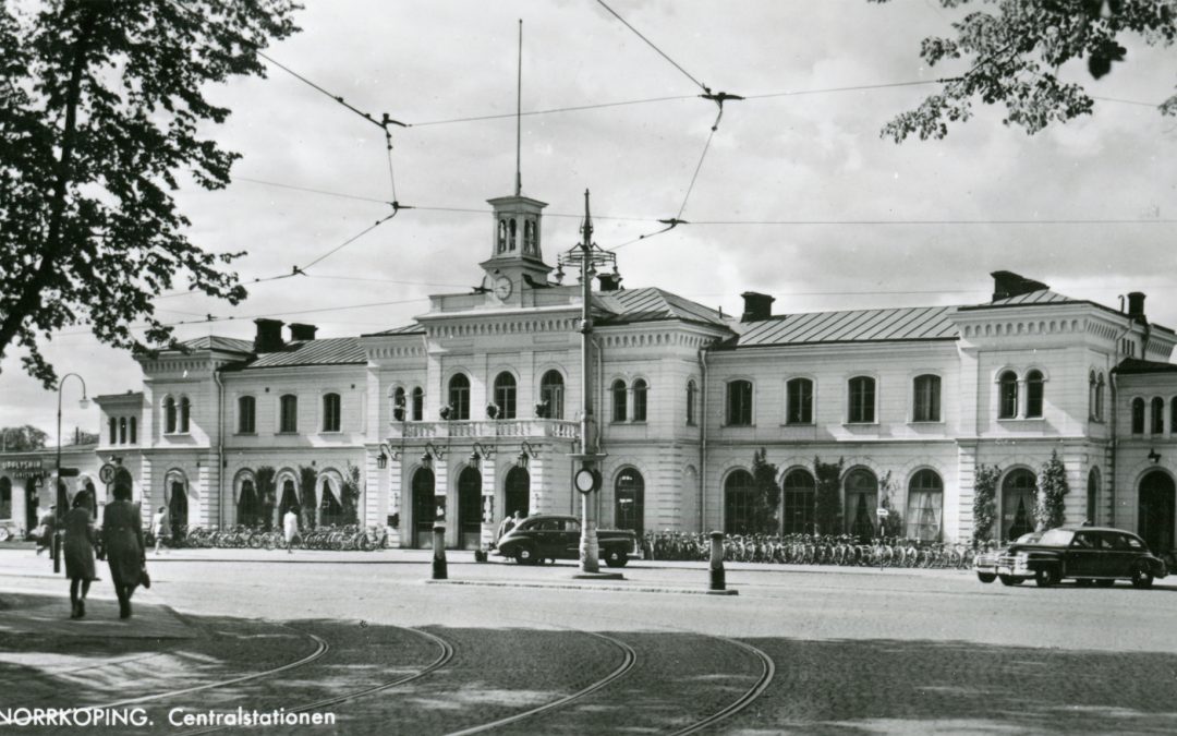 Norrköpings Centralstation. Vykort ur Norrköpings stadsarkivs samlingar