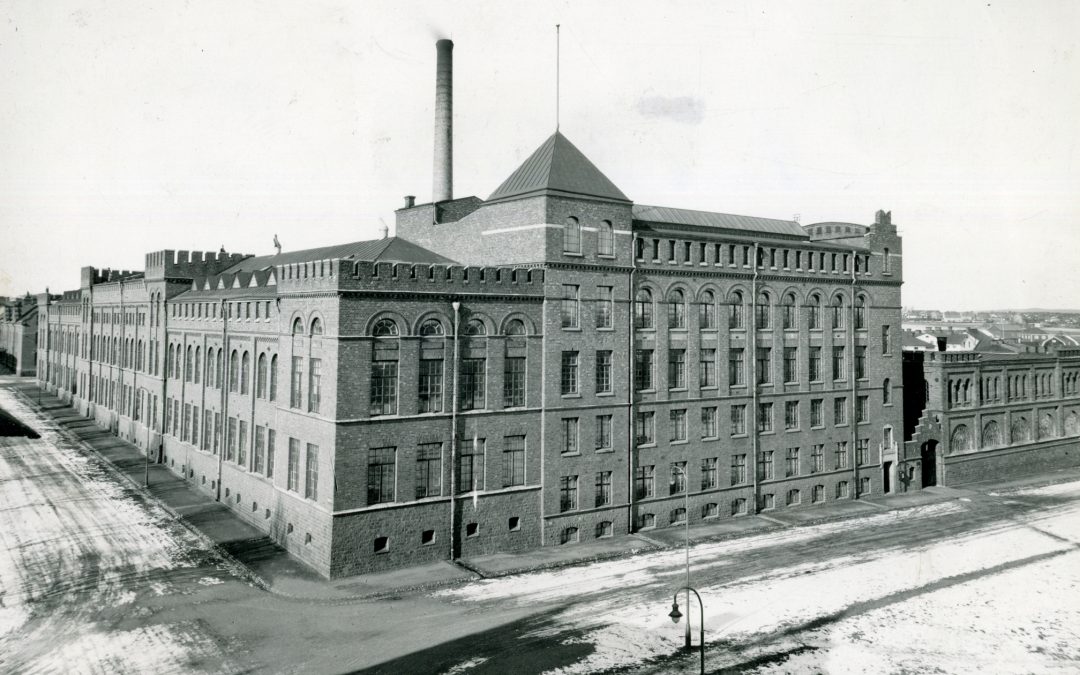 YFA:s fabrik i kvarteret Järven år 1932. Foto ur Holmens bruks arkiv, Norrköpings stadsarkiv