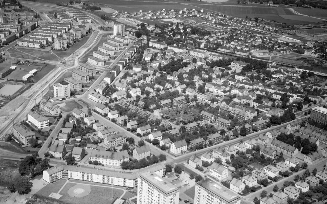 Flygfoto över Marielund år 1959. Foto: AB Flygtrafik. Ur Östergötlands museums samlingar