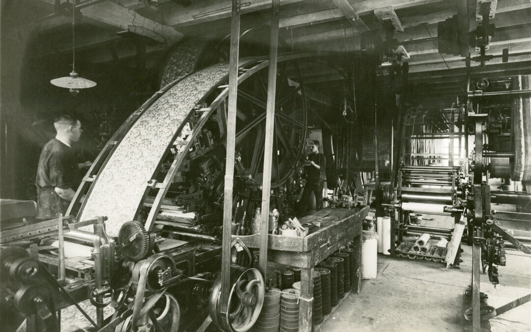 Norrköpings Tapetfabrik år 1917. Foto: Foto: Gustaf Lidberg ur Norrköpings stadsarkivs samlingar